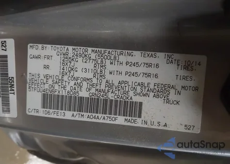 2015 Toyota Tacoma Base V6 from USA, damaged, VIN 5TFUU4EN6FX118085